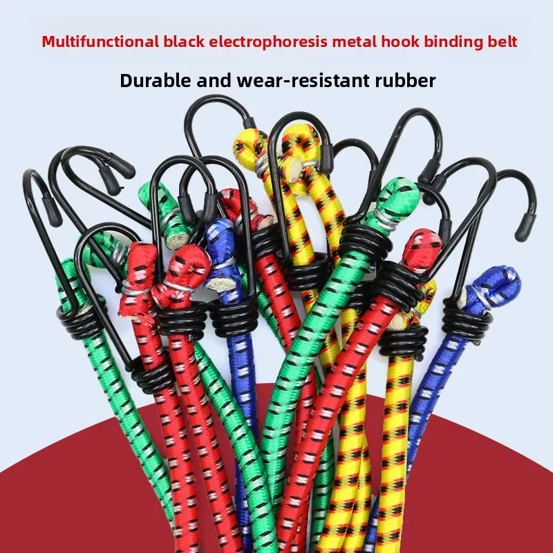 3 Pieces/Set - 1 Meter Car Trunk Double Hook Tie-Down Bungee Rope - Non-Slip Cargo Straps for SUV/Sedan/Motorcycle