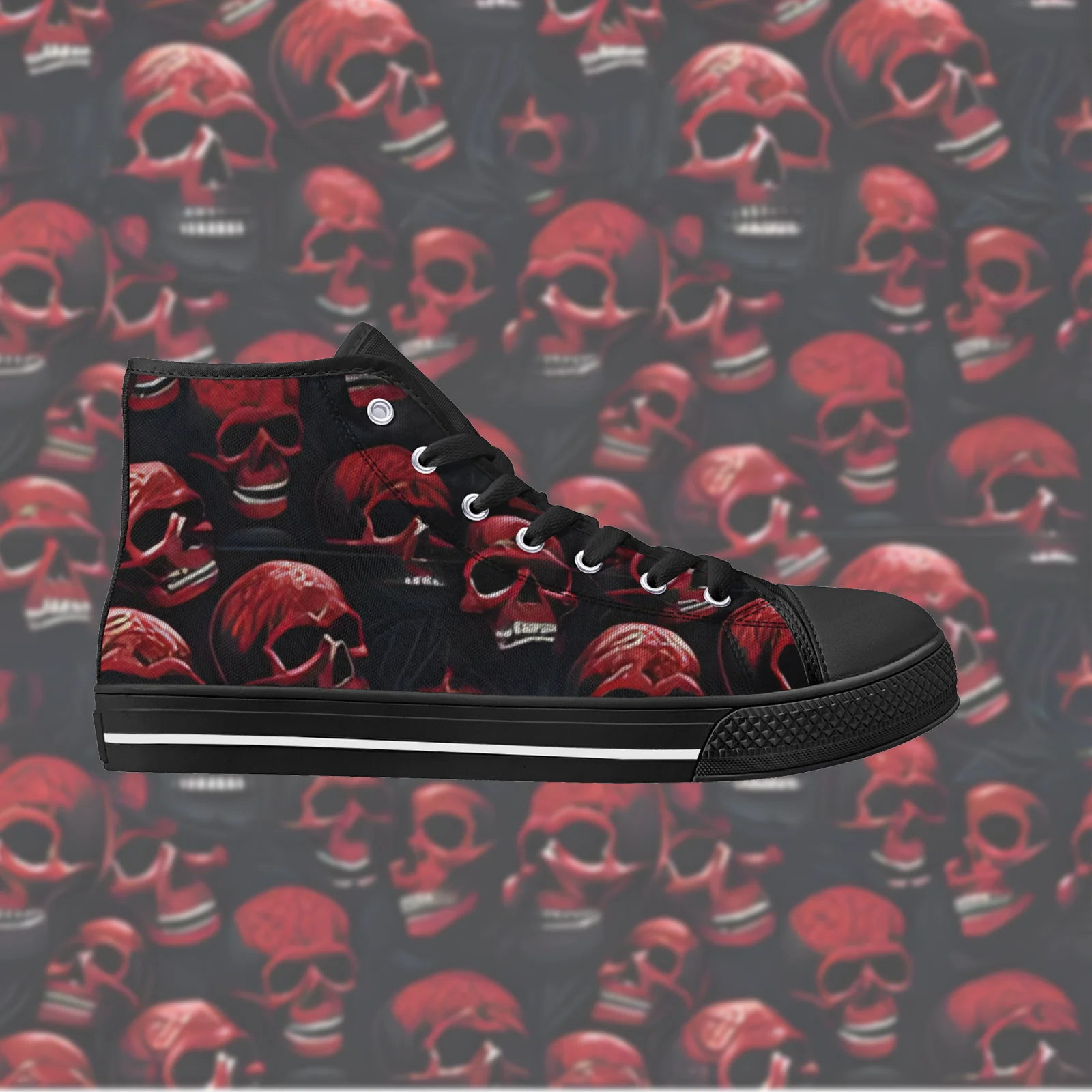 

Skull Prints Vulcanized Shoes for Men Women Classic High Top Canvas Shoes Flats Walking Sneakers High Quality Footwears