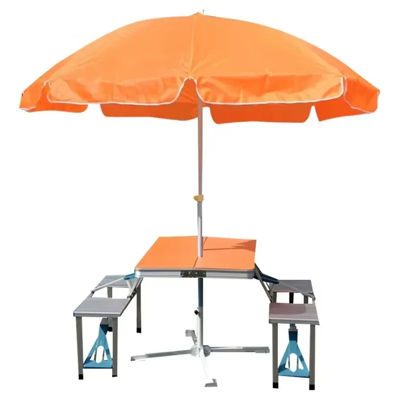 Hot-selling outdoor portable foldable camping picnic table with seat and umbrella hole