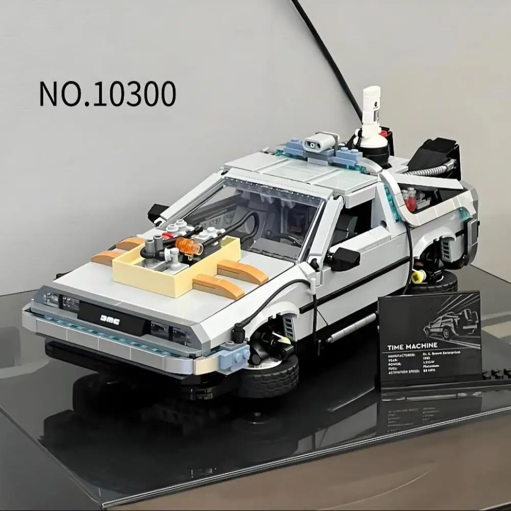1872 piezas, popular modelo de coche de la película Regreso al futuro, DeLorean DMC-12, máquina del tiempo 10300, bloques de construcción, juguete, regalo de cumpleaños, adorno