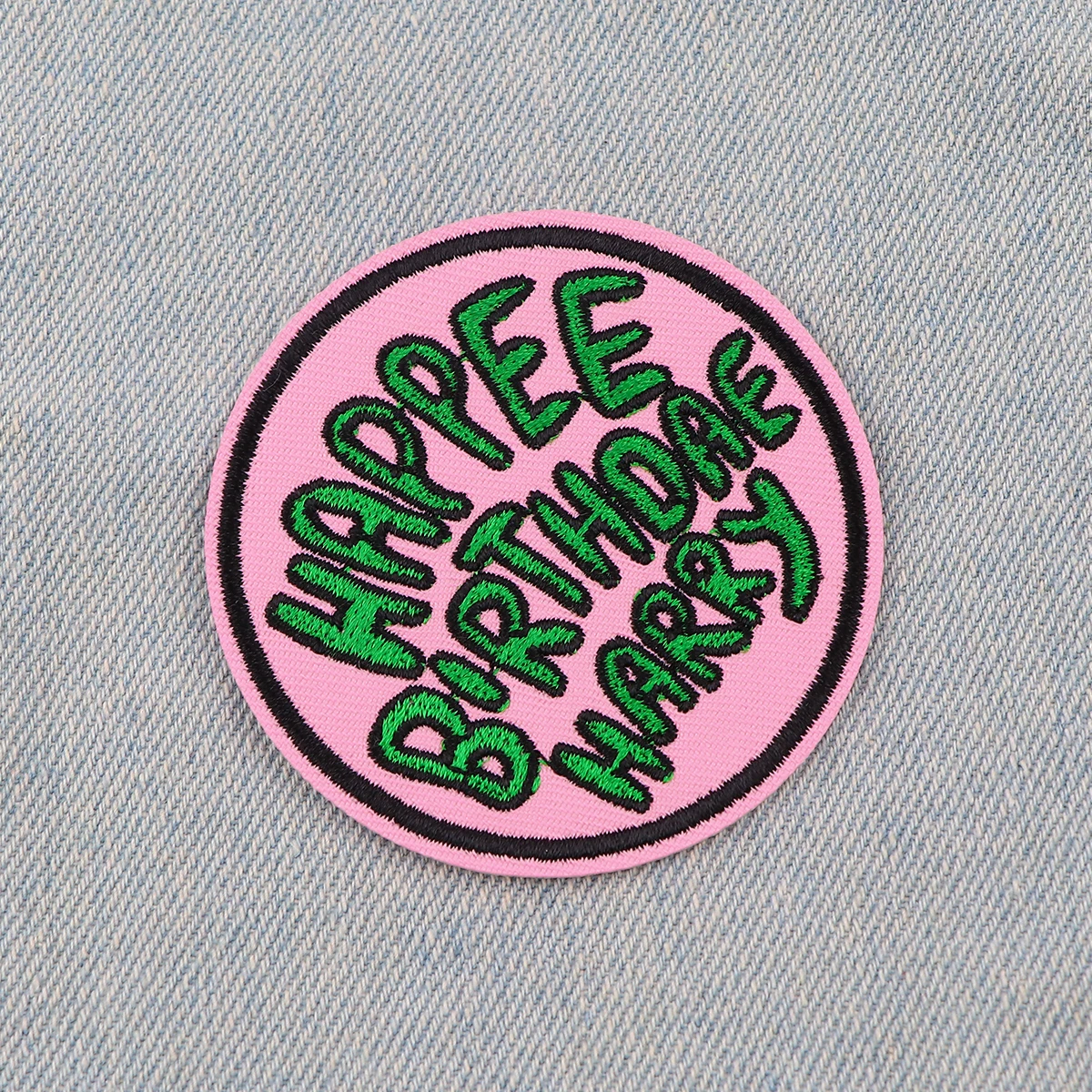 Happy Birthday Embroidery Patch Movie Iron On Patches for Clothing Thermoadhesive Patches Round Patches On Clothes Badge DIY Sew