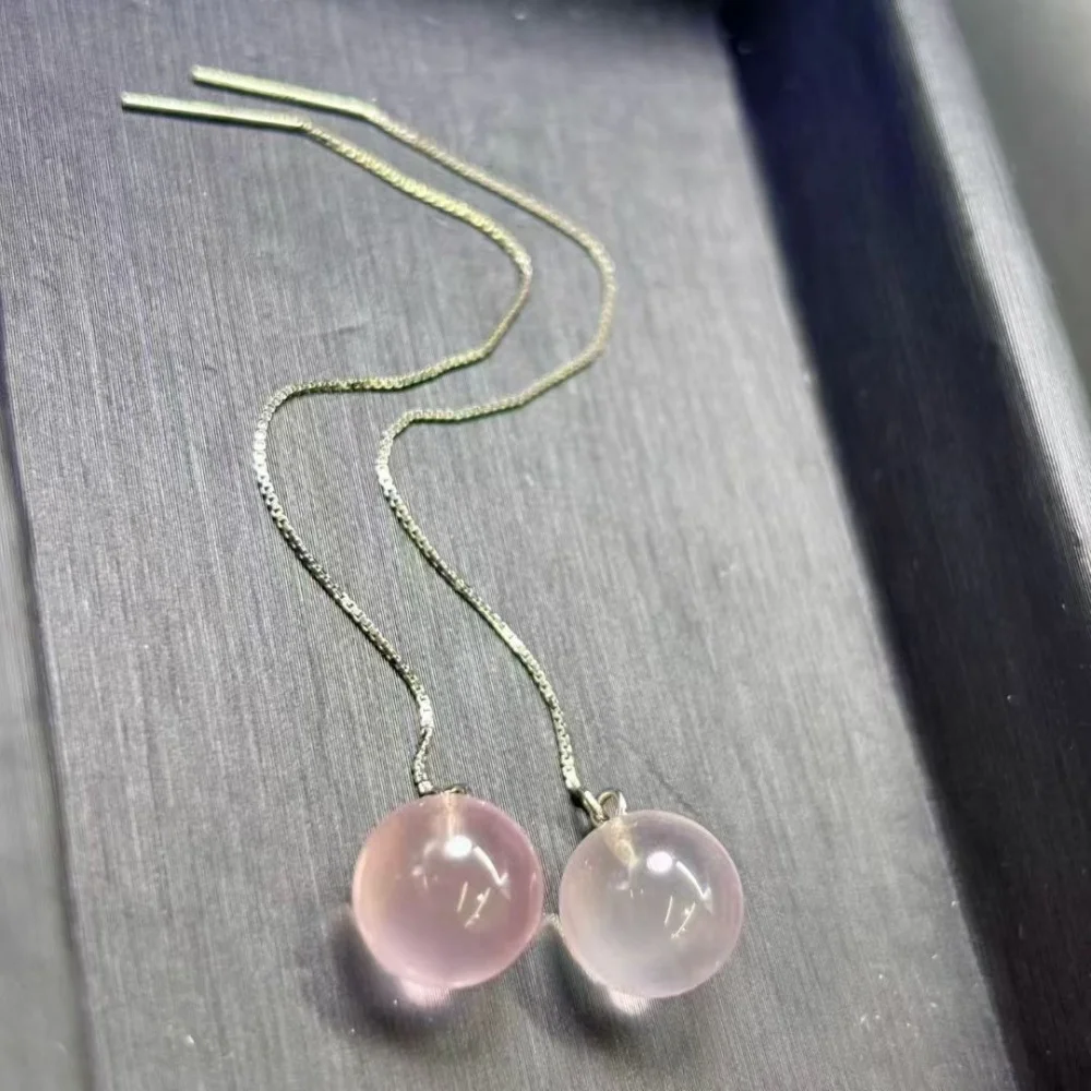 

Серьги-подвески из натурального розового кварца S925 для женщин, ювелирные изделия, минеральный кристалл, целебный кварц, подарок на фестиваль Рейки