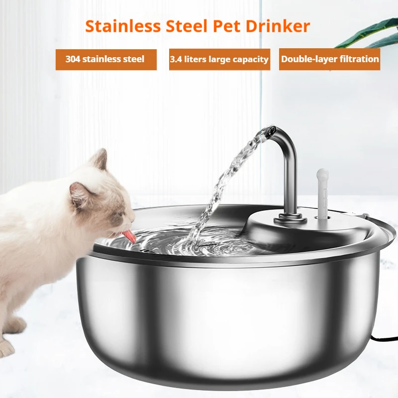 

Stainless Steel Pet Water Dispenser, Fully Automatic Water Circulation Filter, Pet Fountain Filter