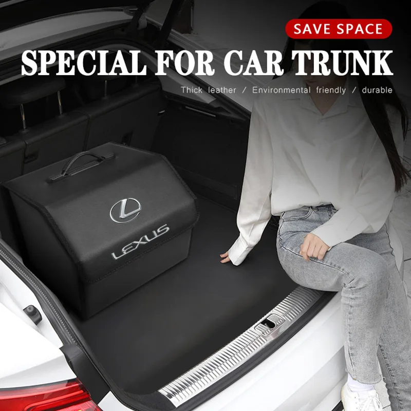 Lexus Car Trunk Storage Box Leather Organizer Bag Folding Tidying Tools For RX330 IS250 Ct200h ES300h RX350 IS300h NX300h RX400h