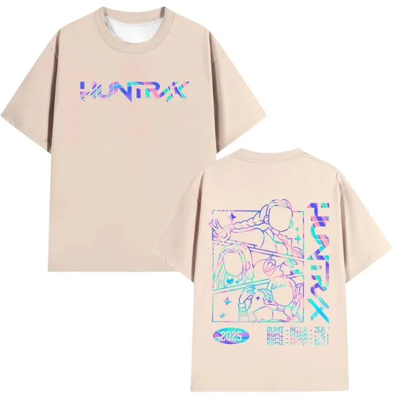 2025 شعبية KPop شيطان الصيادين ثلاثية الأبعاد مطبوعة رومي ميرا زوي عالية الجودة فضفاضة ومريحة تنفس التجفيف السريع تي شيرت