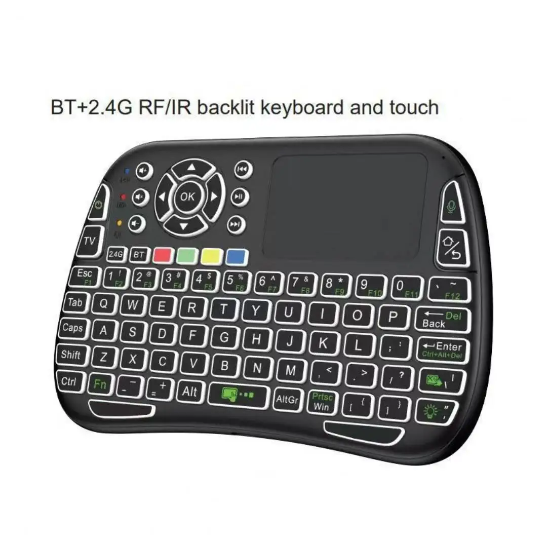 Bluetooth Mini Keyboard with Touchpad: 2.4Ghz Wireless, IR Google Voice Search, Backlight, Rechargeable,for Android TV Box, PC