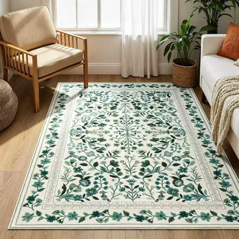 Durable Low Maintenance Rug Antique Boho Floral Vine Art Floor Rug for Apartment Indoor Lounge Home Decor New Year