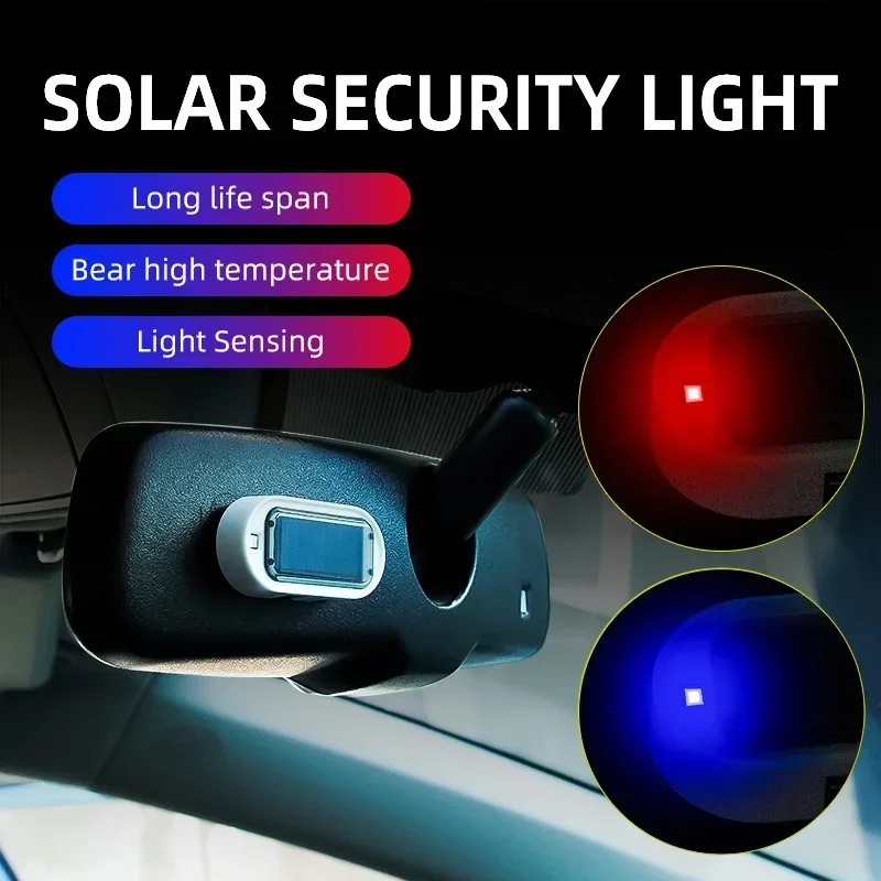 Automotive solar simulated anti-theft device LED warning light, universal wiring free induction light for interior modification