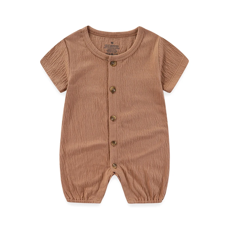 Kiddiezoom 1 PCS Fashion Four Seasons Unisex Solid Short Sleeve Baby Boy Girl Rompers 100%Cotton Soft infant Jumpsuit Clothes