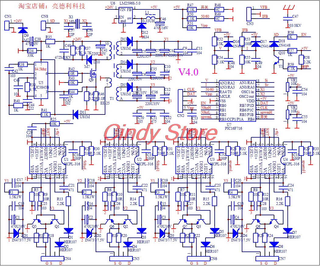 Customized Sine Wave High Power IGBT Module Control 2000A Driver Board