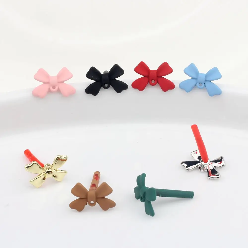 

Zinc Alloy Spray Paint Colourful Bow Shape Base Earrings Connector 10pcs/lot For Fashion Jewelry Bulk Items Wholesale Lots