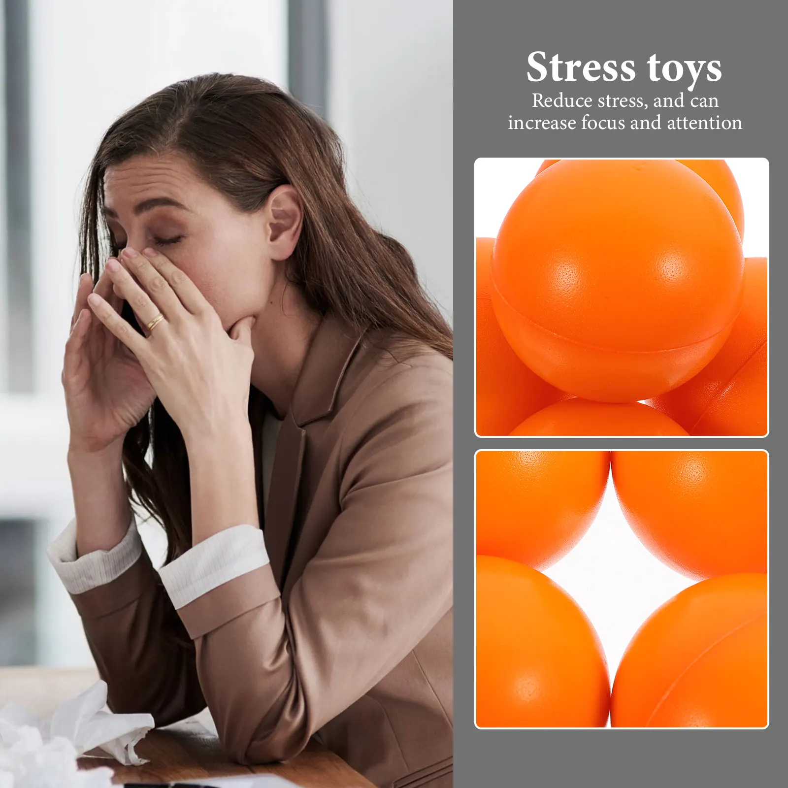 12pcs 오렌지 63mm 거품 스폰지 스트레스 공 감각 장난감 압력 릴리프 소형 휴대용 탄력 Fidget Squeeze 장난감 파티