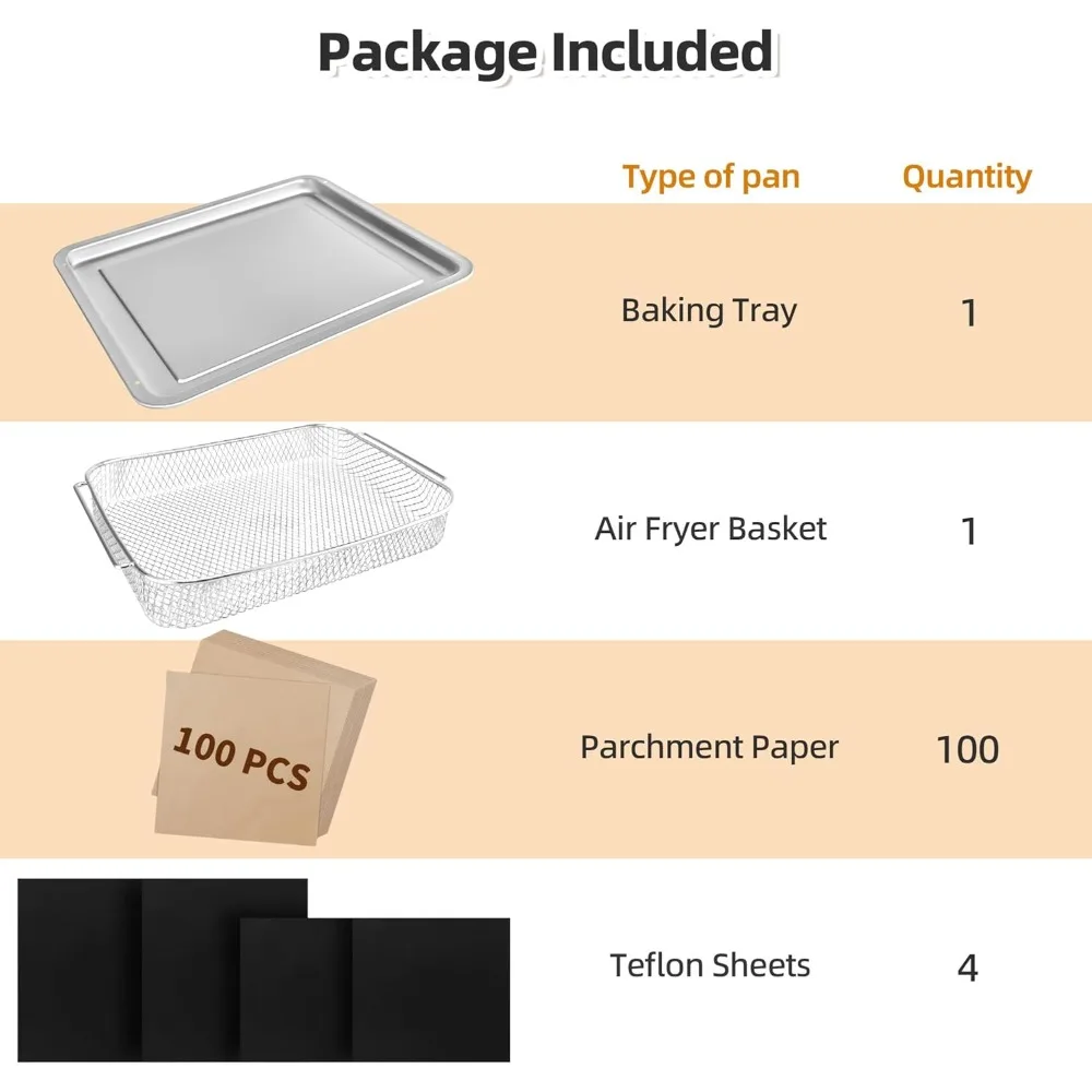 Accessori per friggitrice ad aria compatibili con friggitrice ad aria Emeril Lagasse 26 Qt extra large e per tutti i giorni 360, set di teglie con acciaio inossidabile