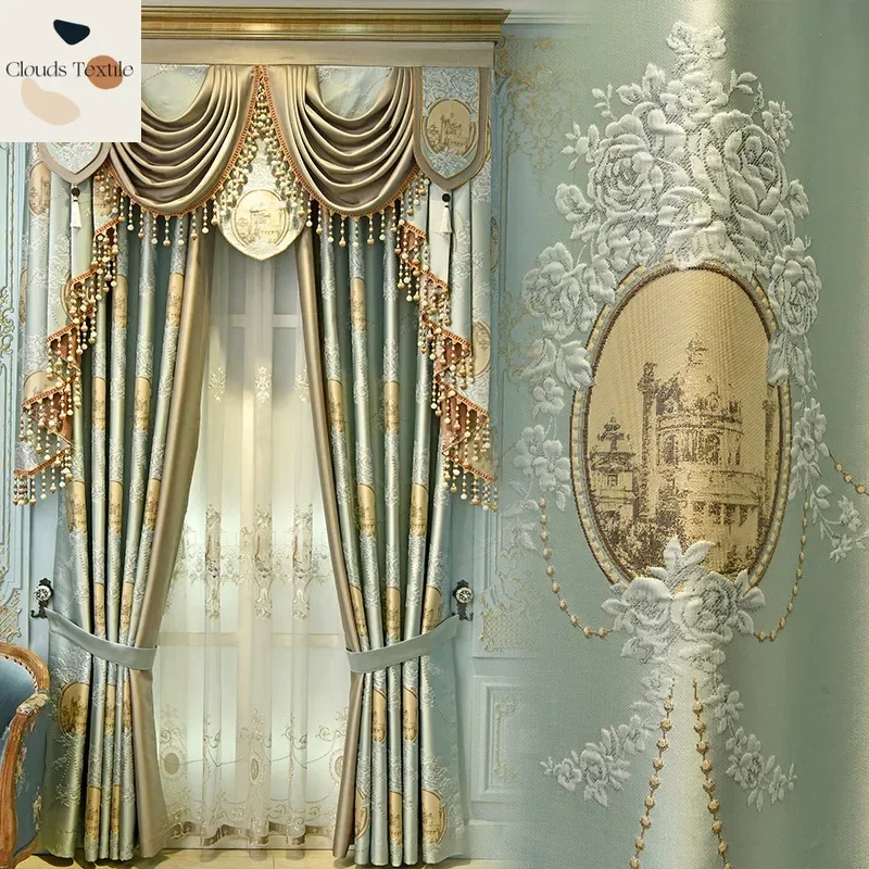 

European-style French-style American-style Villa Living Room Bedroom High-precision Imitation Positioning Jacquard Curtain