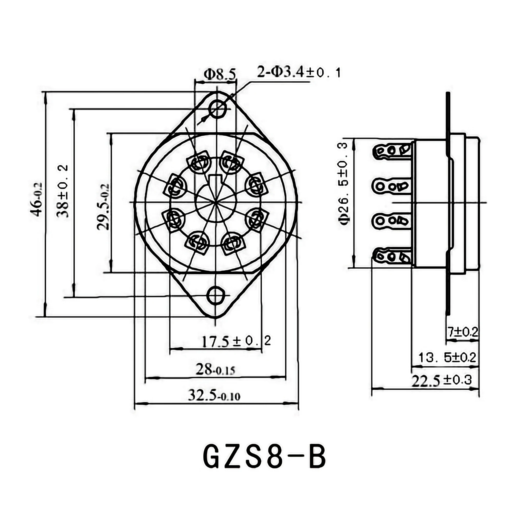 GZS8-B de tubo de baquelita de 8 pines para KT88, 6SN7, 6V6, 6L6, 6N8P, 6SL7, GZ34, 6CA7, EL34, tubo de vacío, amplificador de Audio HIFI DIY