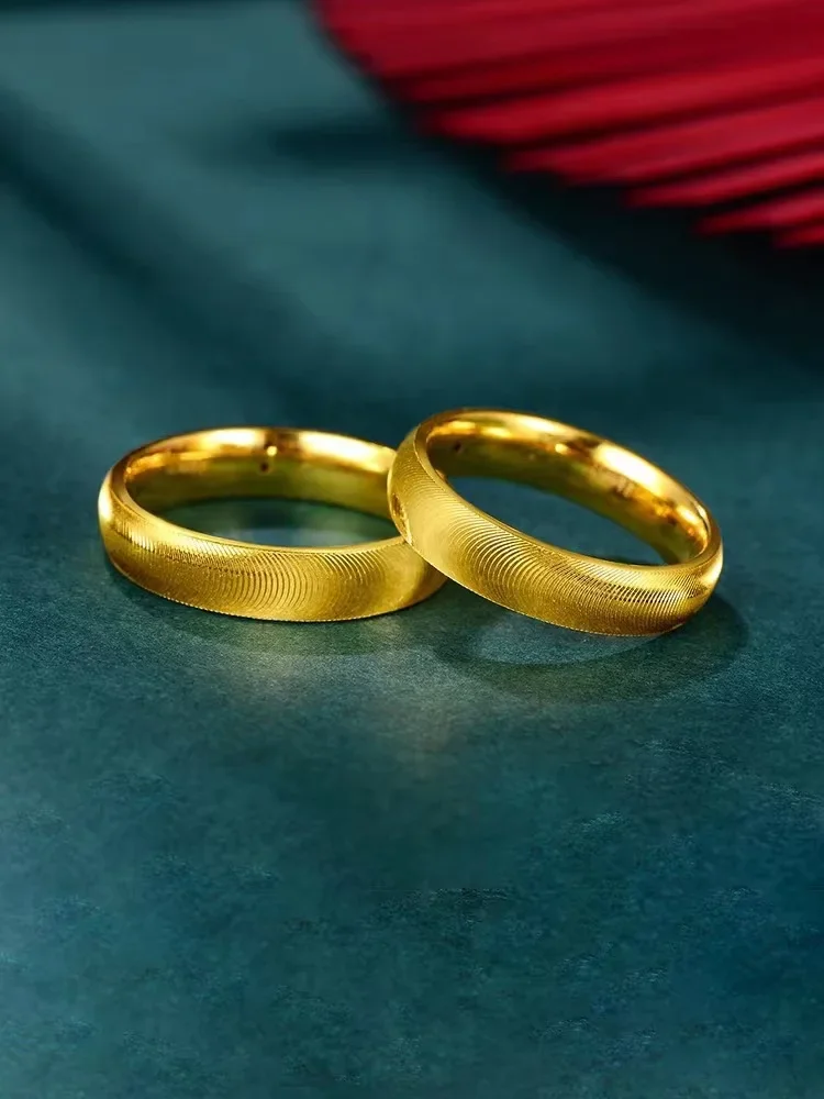 Wholesale 24K AU999 High - Quality Pure Gold Cats Eye Ring, Fashionable Simple Style for Couples, Metal Stamp Included