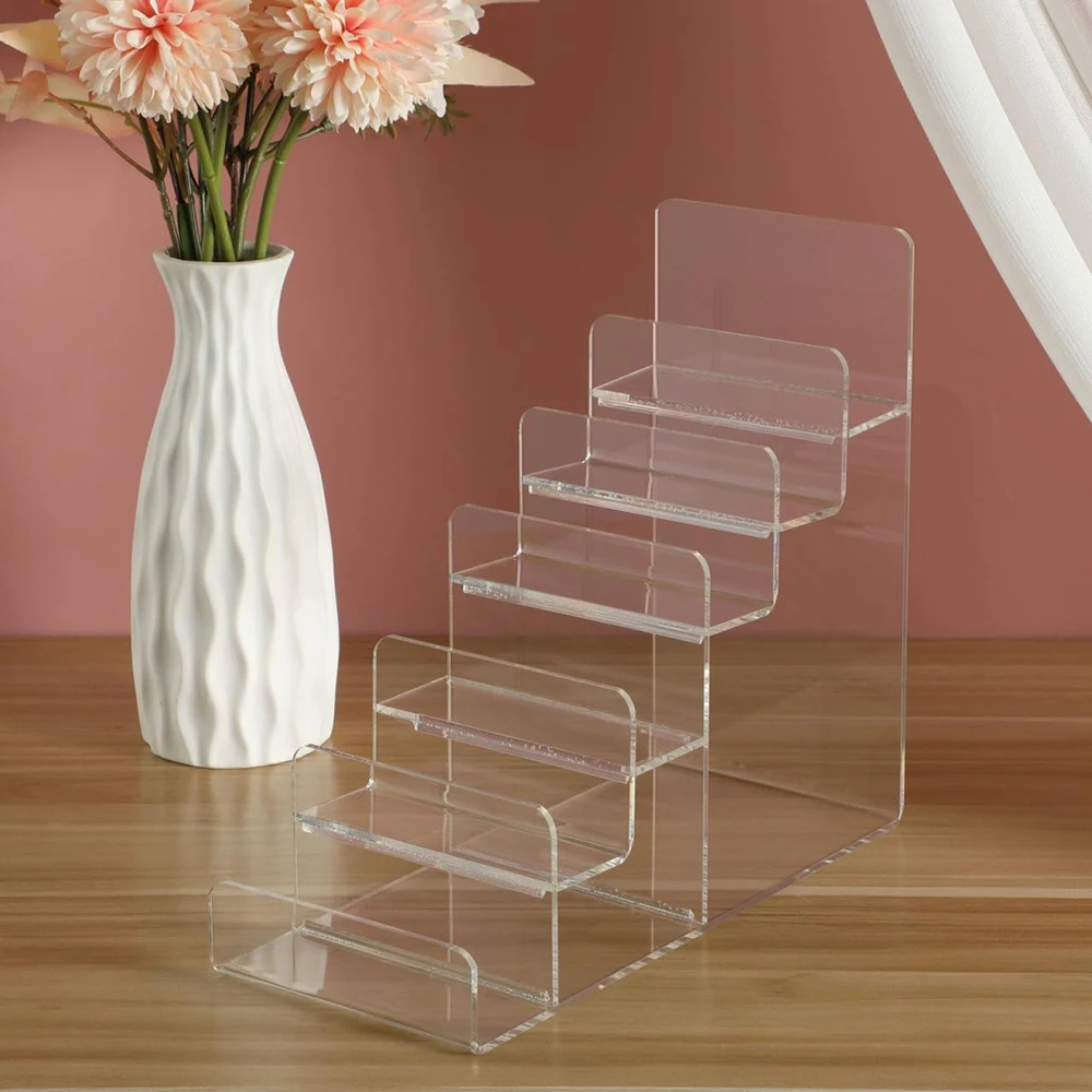 

Clear Acrylic Display Risers Perfume Organizer Purse Organizer Display Stands Clear Jewelry Riser Decoration Rack 6-Tier