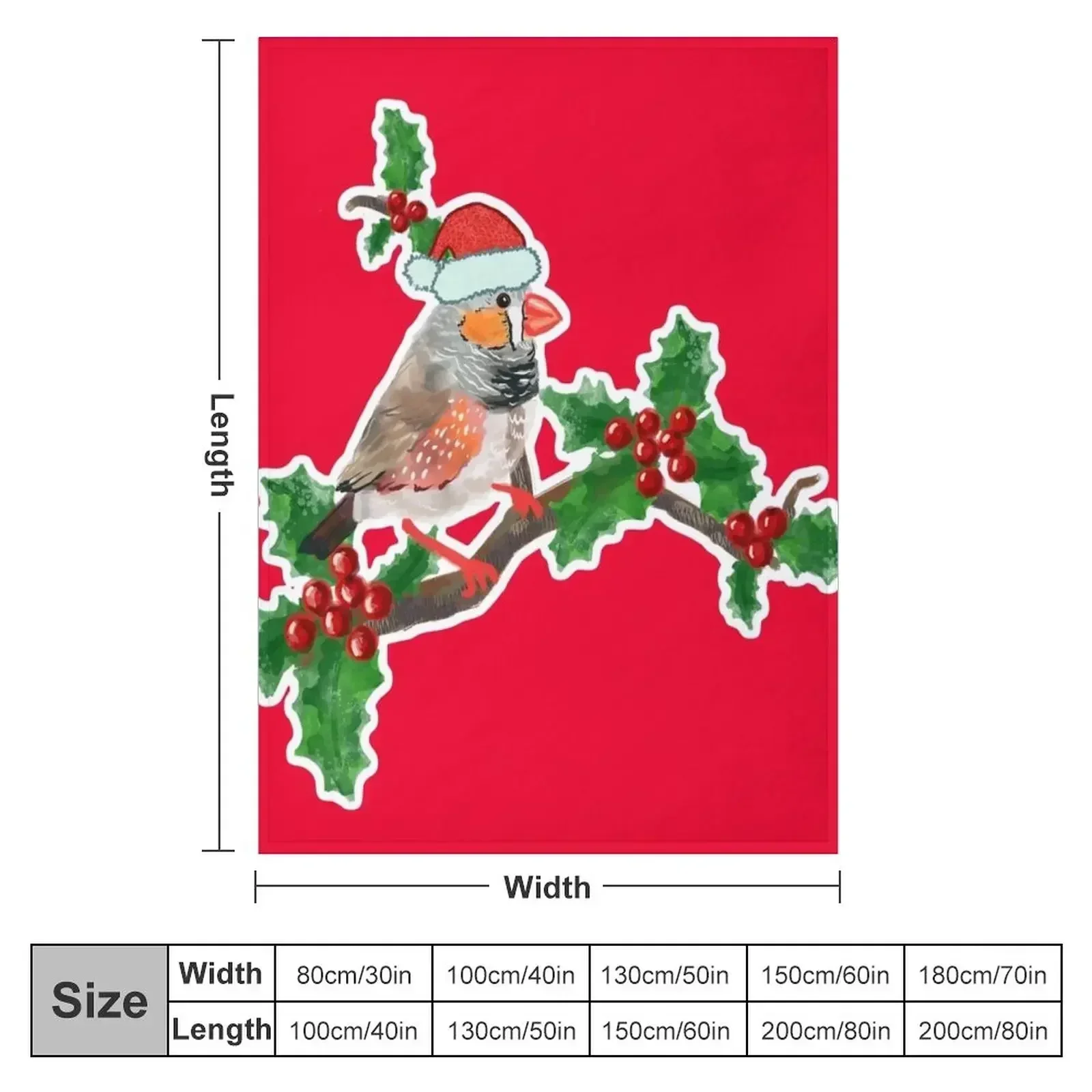 Christmas zebra Finch bird 3 Throw Blanket couch cozy soft plush fuzzy picnic outdoor blanket