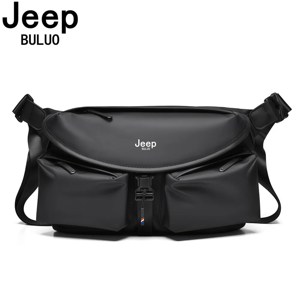 JEEP BULUO Brand Men Chest Sling Bags Crossbody Shoulder Multilayer Space Bag Travel Nylon Waterproof Male Fashion New