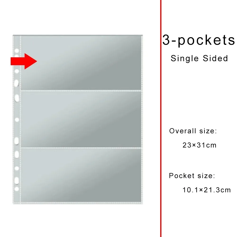 Binder Refill Clear Photo Album Pages 11-Hole Multi-Pockets Card Pages A4 Inner Page