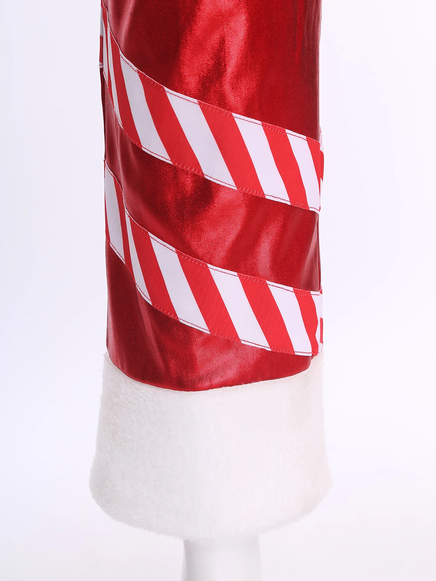 الرجال سانتا مخطط زي أداء السراويل المعدنية لامعة مطاطا حزام واسعة الساق السراويل الطويلة لعيد الميلاد السنة الجديدة تأثيري الطرف