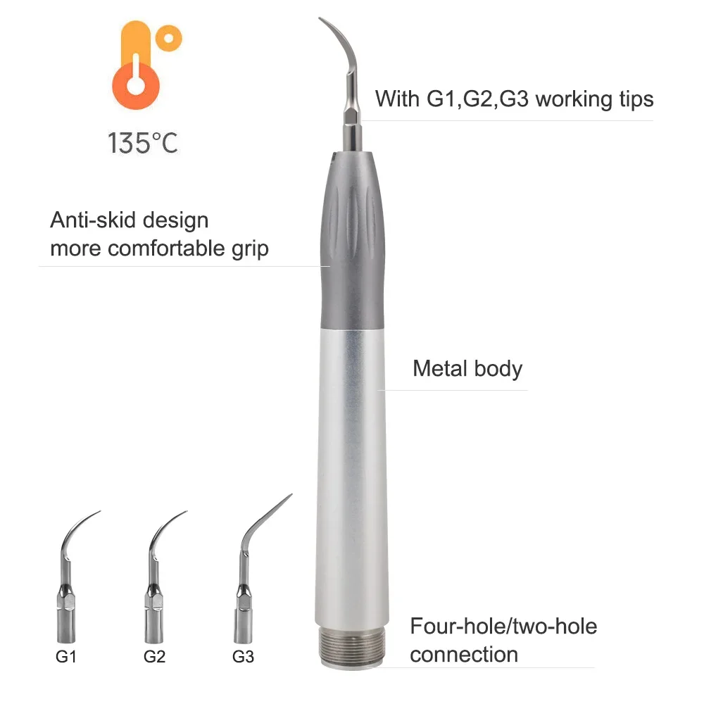 2/4 Holes New Dental Air Scaler Handpiece 17000Hz Dental Super Sonic Scaling Handle 135°C Disinfection Whiten Teeth Cleaner Tool