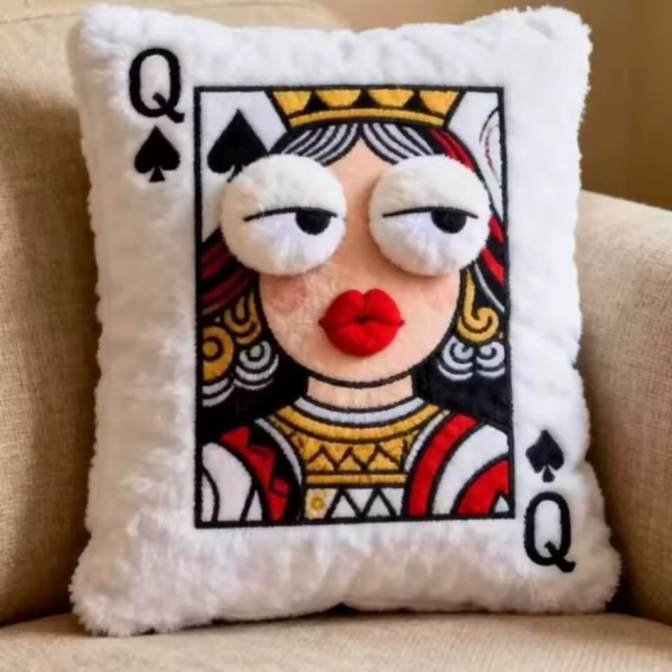 Playing Card Portrait Throw Pillow