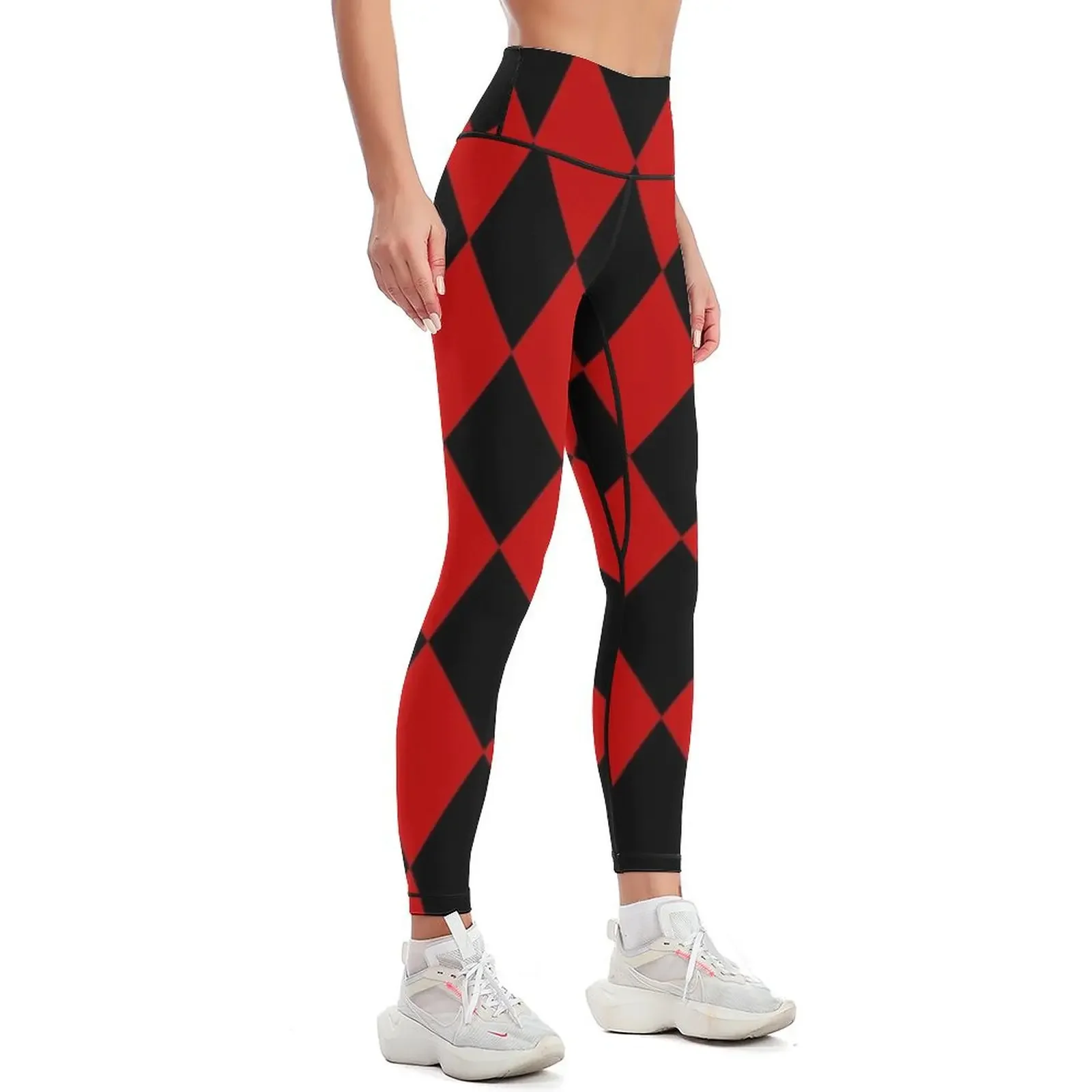 Red Black Harlequin Diamond Leggings joggers for gym's sportswear Sports pants for Womens Leggings