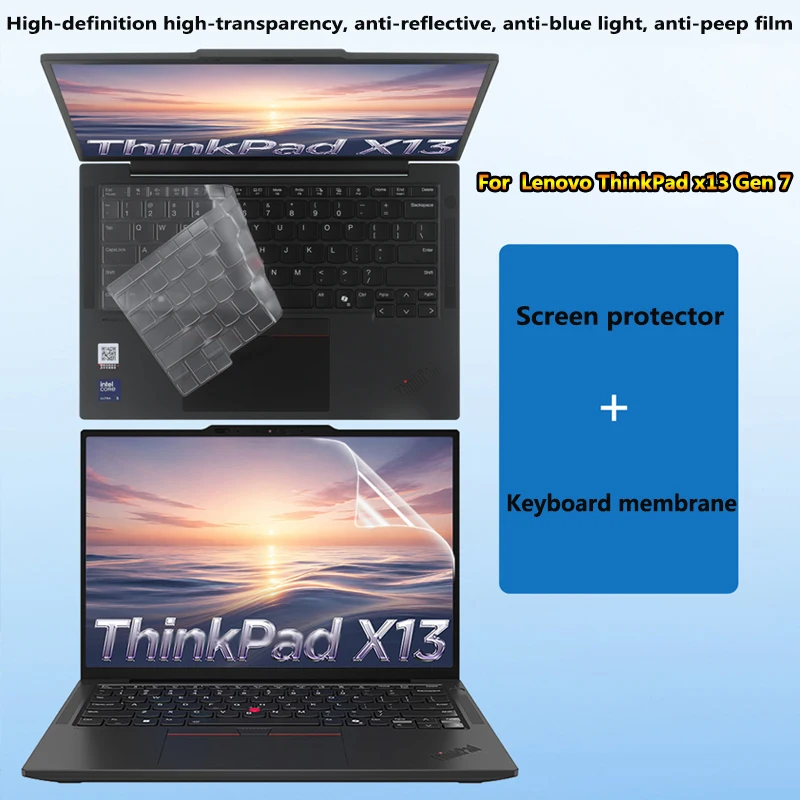 Suitable for 2026 Lenovo ThinkPad X13 Gen 7 Notebook Screen Protector Matte Dustproof Silicone Keyboard Cover HD Anti-Spy Film