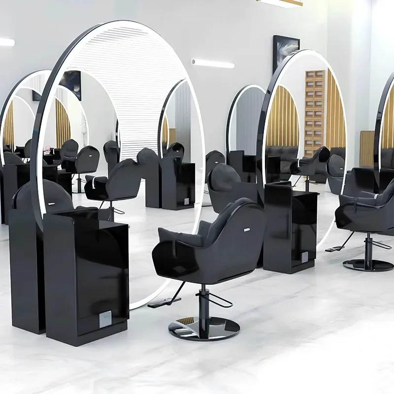 Barber shop mirror single and double-sided floor-to-ceiling mirror cabinet integrated high-end hair salon special hair mirror