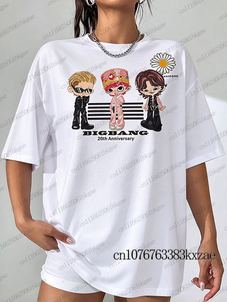 BigBang World Concert Tour Cartoon T-shirts For Women G-DRAGON DAESUNG TAEYANG Cartoon Fans' Peripheral Gifts Y2K Street Tops