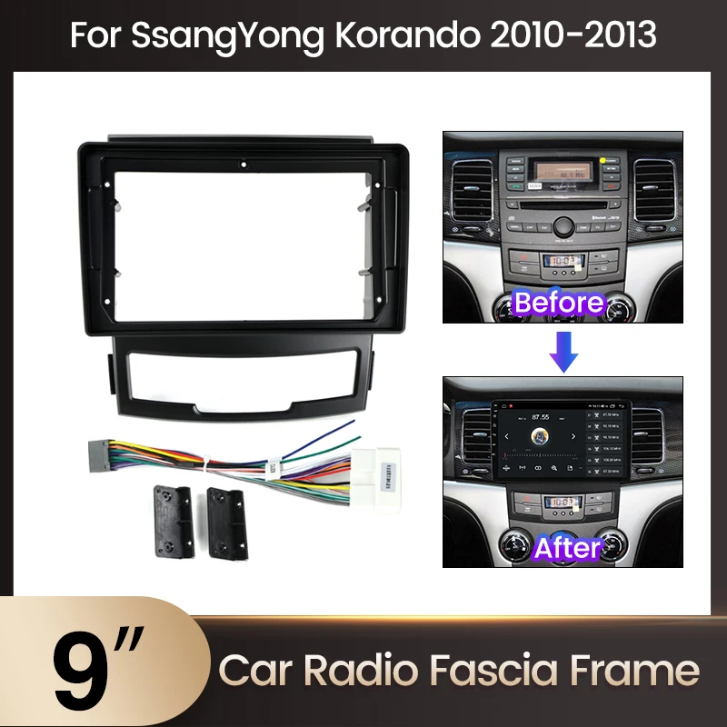 9-дюймовая Радиорамка Для SsangYong Korando Seat Altea 2010-2013, Стерео GPS-плеер С 16-контактным Разъемом Питания