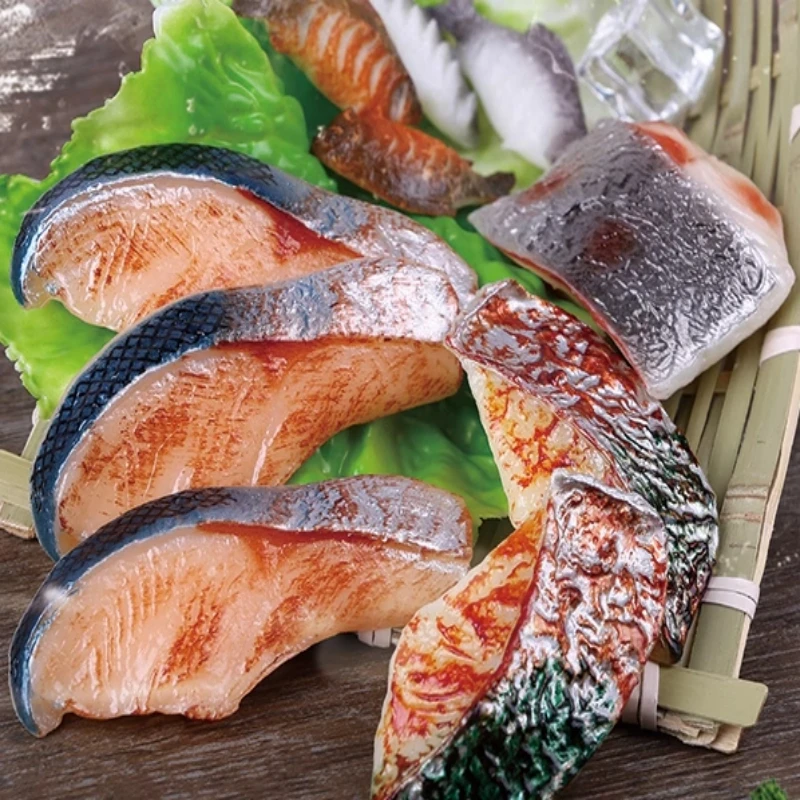 Simulation Barbecued Fish Fake Food Artificial BBQ Seafood Model Restaurant Display Props With Keychain 2pc/lot