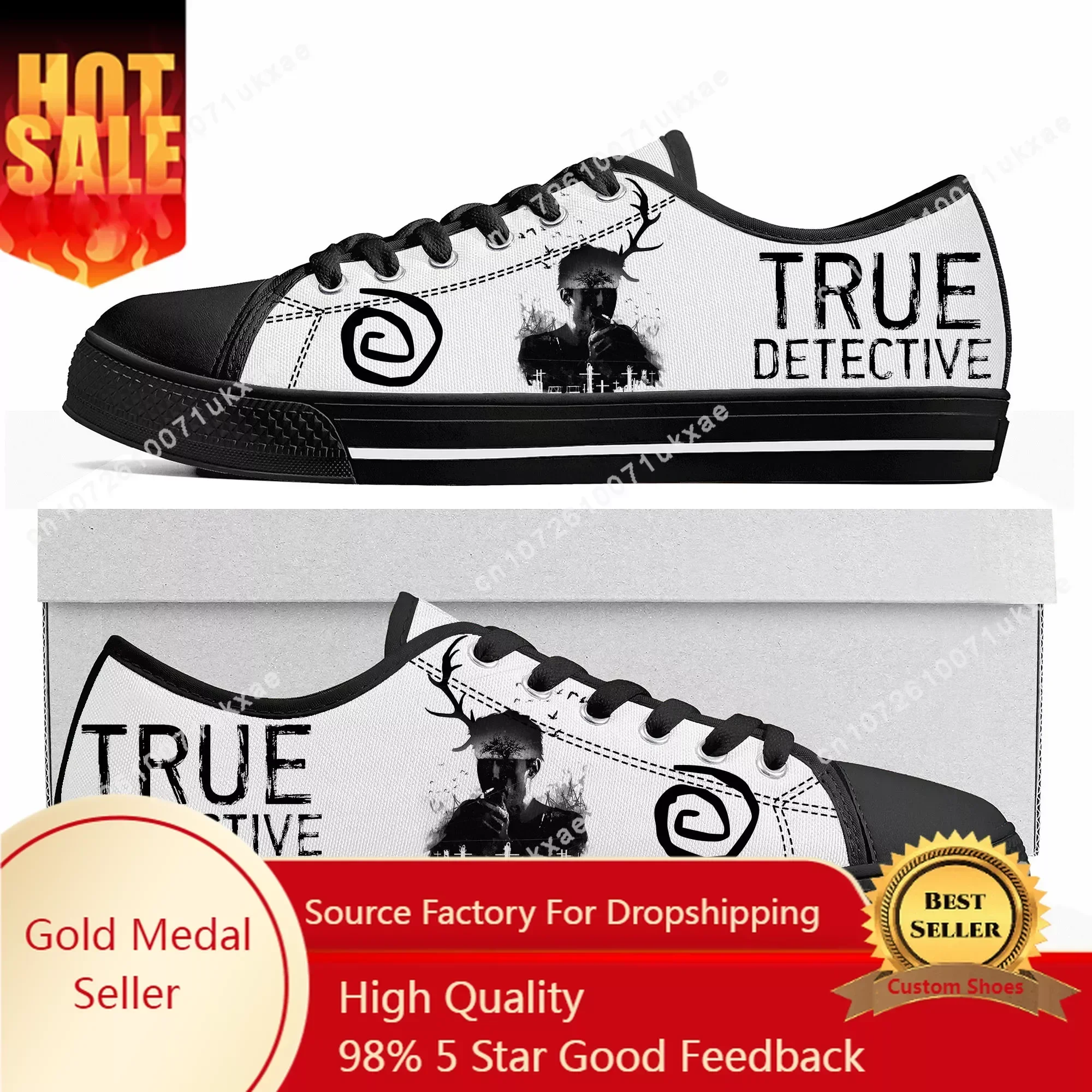

True Detective Low Top Sneakers Mens Womens Teenager Canvas High Quality Sneaker Casual Custom Made Shoes Customize DIY Shoe