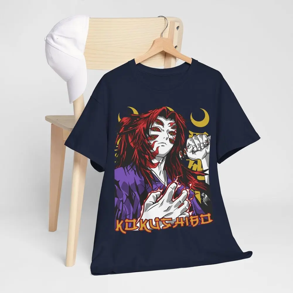 Kokushibo Demon Slayer Anime T-Shirt, Camisa Preta, Todos os Tamanhos, Kimetsu No Yaiba