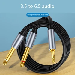 3.5mm to Double 6.5mm Aux TRS Cable Dual 6.35mm Aux Cord For Guitar Speaker Male Mono 6.5 Jack to Stereo 3.5 Jack Audio Cable