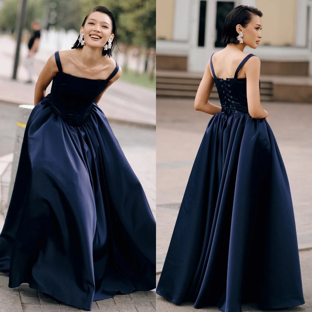 

Customized High Quality Classic Charmeuse Ruched A-line Spaghetti strap Long Dresses Bespoke Occasion Dresses Matching Fashion
