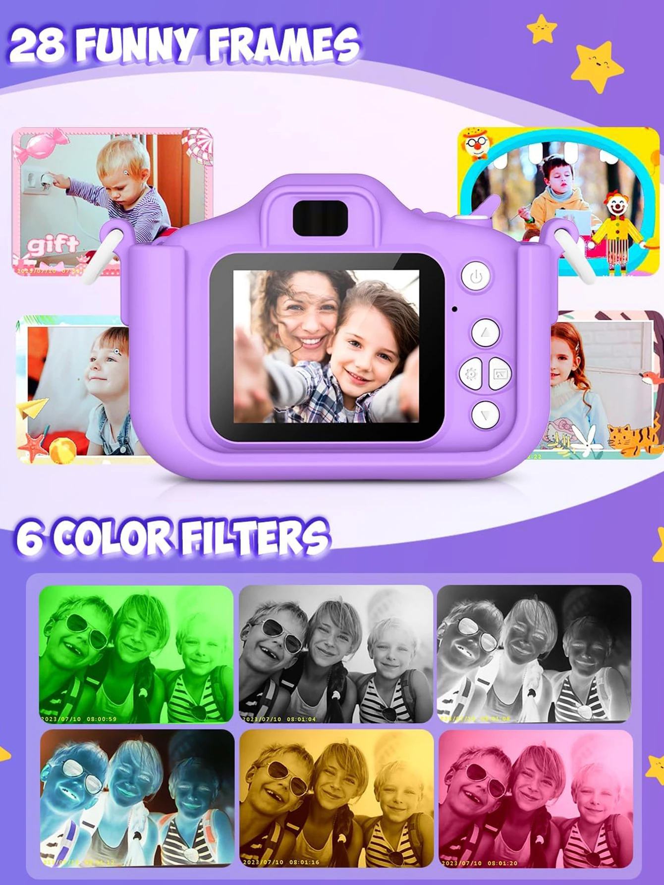 Mini câmera digital 1080p hd foto hd vídeo fotografia filmadora 2.0 polegadas com capa de silicone jogo de quebra-cabeça 32g cartão de memória presente