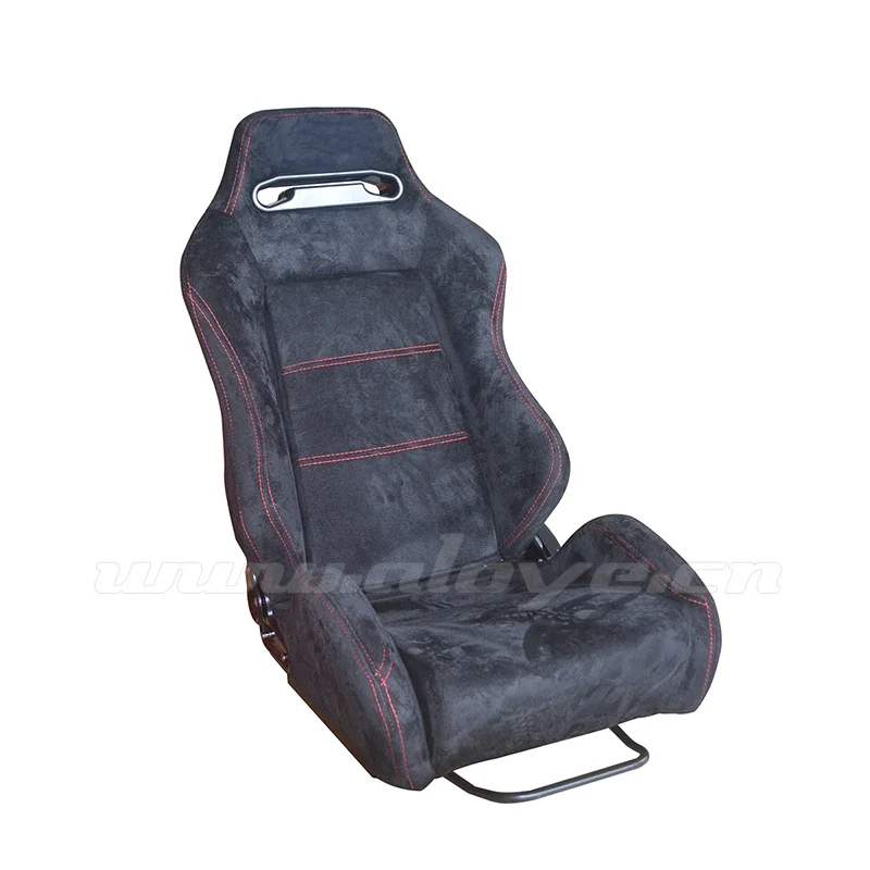 JDM Black/Red Mirco-velvet Fabric SPO Reclining Motorsport Car Seat