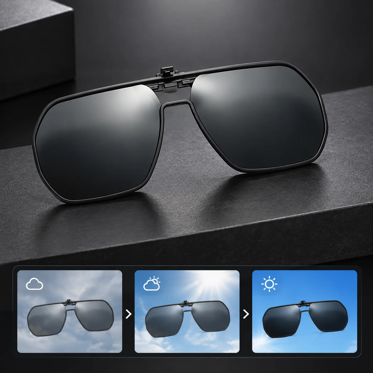 YOOSKE Sunglasses for Men Women UV400 Delicate Sun Glasses Polarized for Daily Beach Driving Fishing Flip Up Clip On Travel