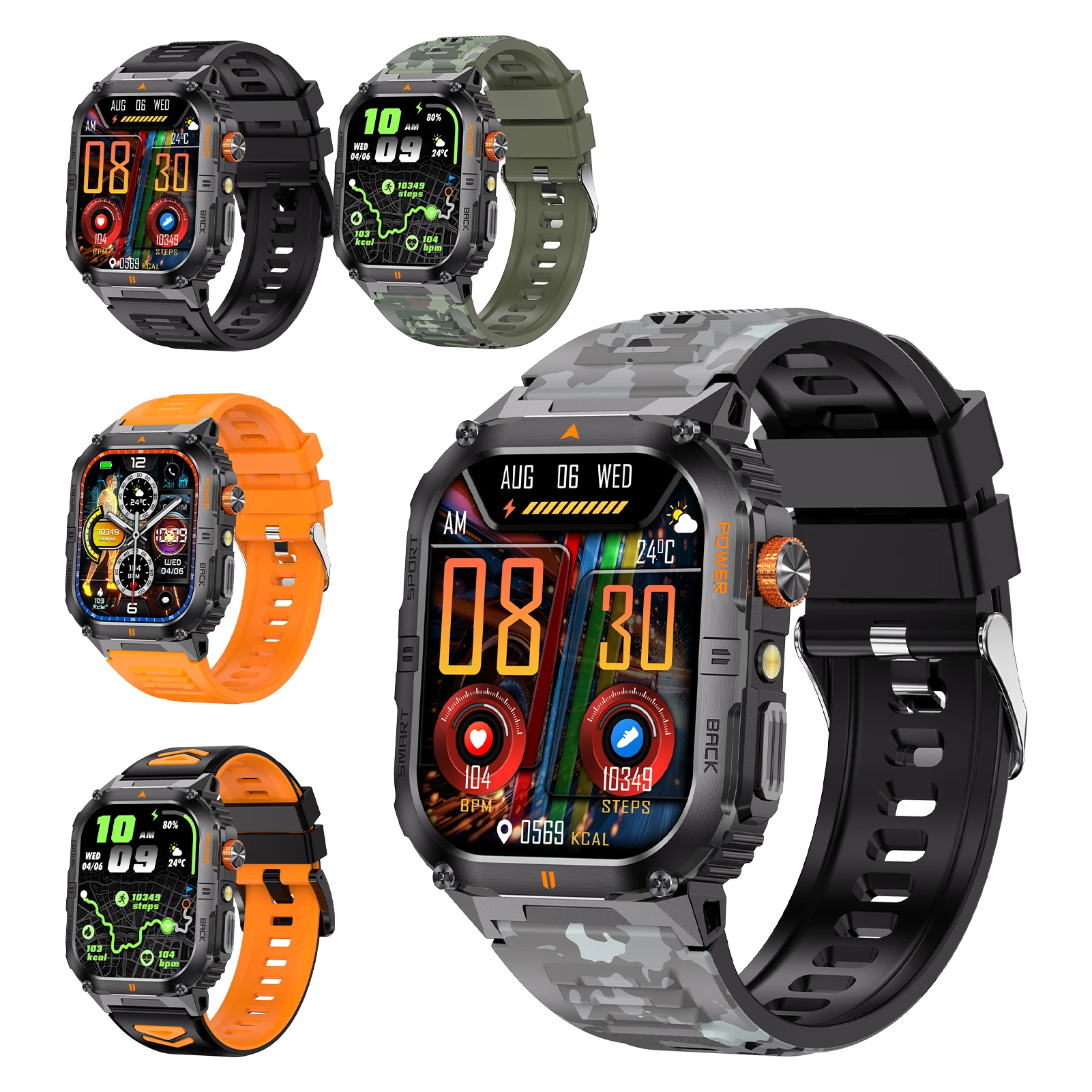 

Health Monitoring Smartwatch Smart Sports Watch Fitness with LED Flashlight 2.0 Inch Screen 100+ Sports Modes BT Call
