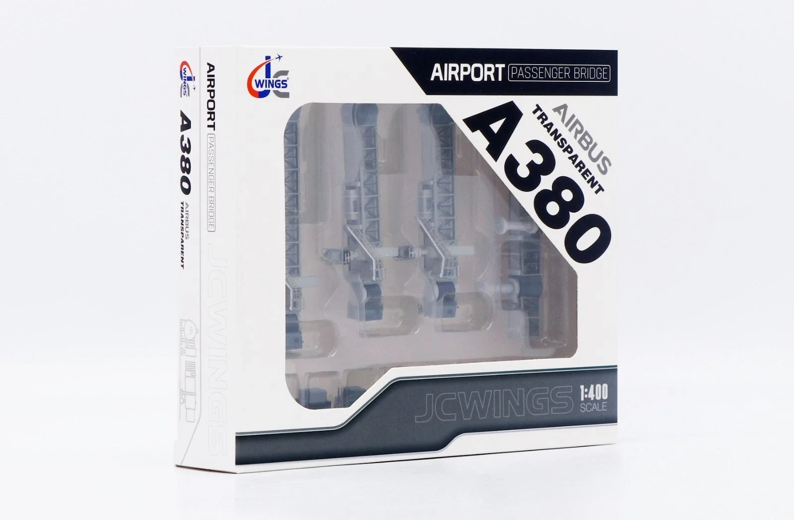 

LH4385 1:400 Plastic Collectible Airport Passenger Bridge Simulation Finished Souvenir JC Wings for Airbus A380 Model
