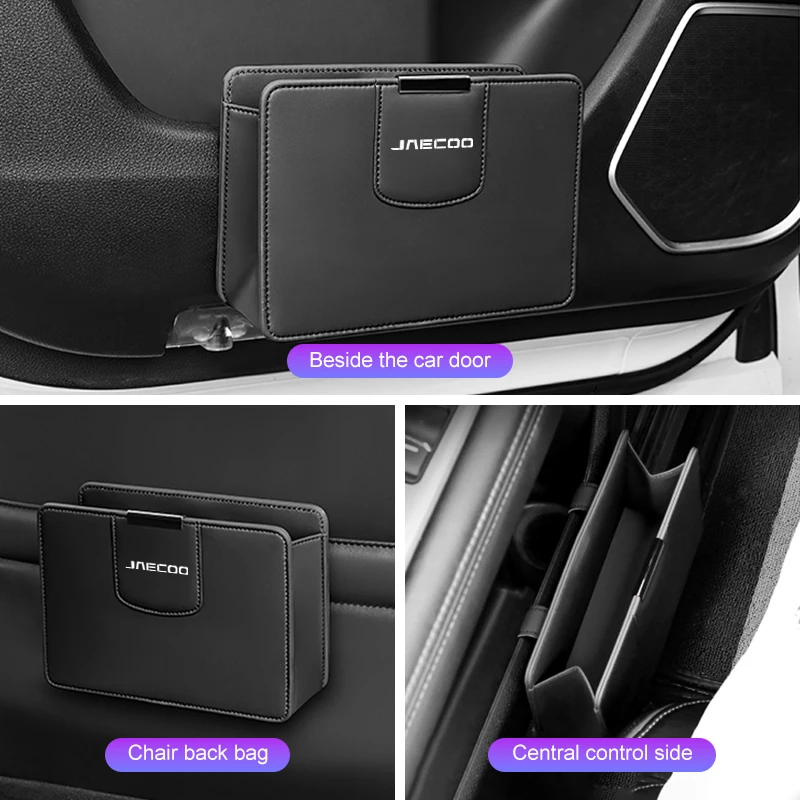 

For Chery Jaecoo J7 J8 J5 6 2025 Car Leather Trash Can Auto Door Side Storage Box Seat Back Garbage Bag Organizer Accessories