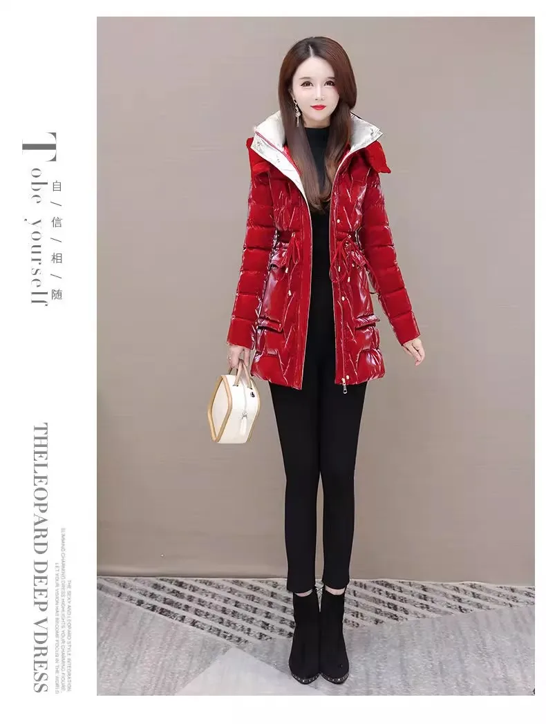 Cotton jacket women's short style 2025 clearance down cotton jacket women's Korean version no wash glossy cotton jacket medium l