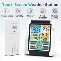 Indoor Outdoor Weather Station Wireless Temperature and Humidity Meter Color Large Screen Weather Clock Touch Screen Display