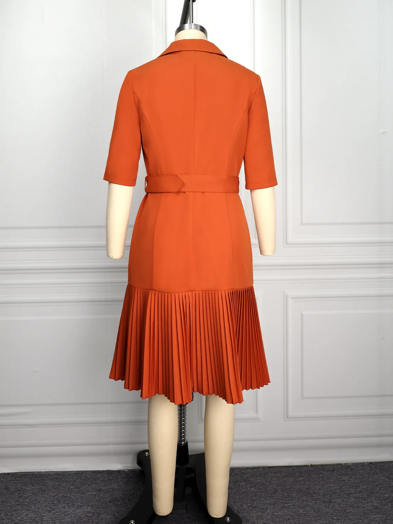 فساتين سهرة أنيقة للحفلات الأفريقية للنساء لخريف وربيع أفريقي على شكل حرف v 3/4 كم من البوليستر بطيات فستان ميدي