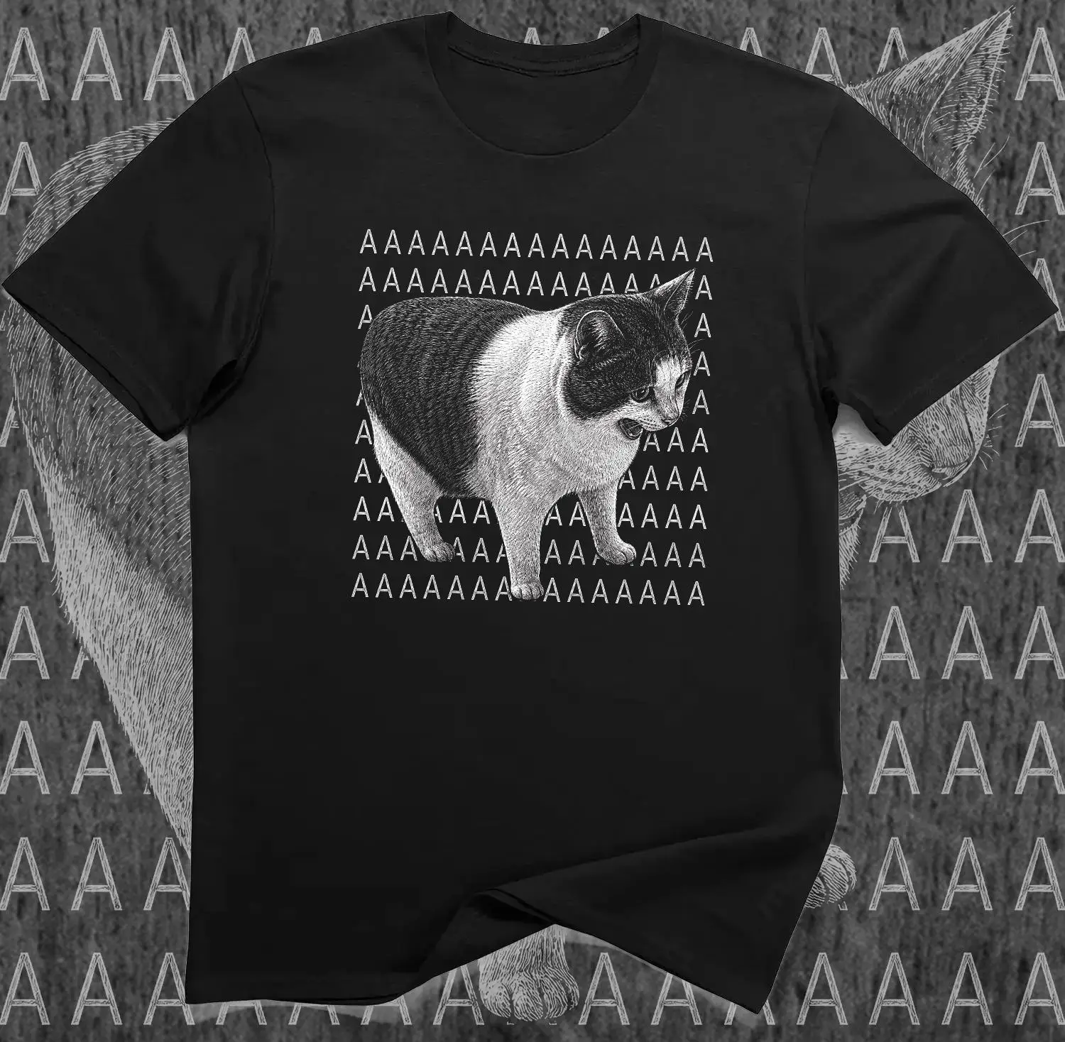 Funny Screaming Cat AAAAA Meme T-Shirt – Weird Internet Cat Graphic Tee Four season popular unisex T-shirt