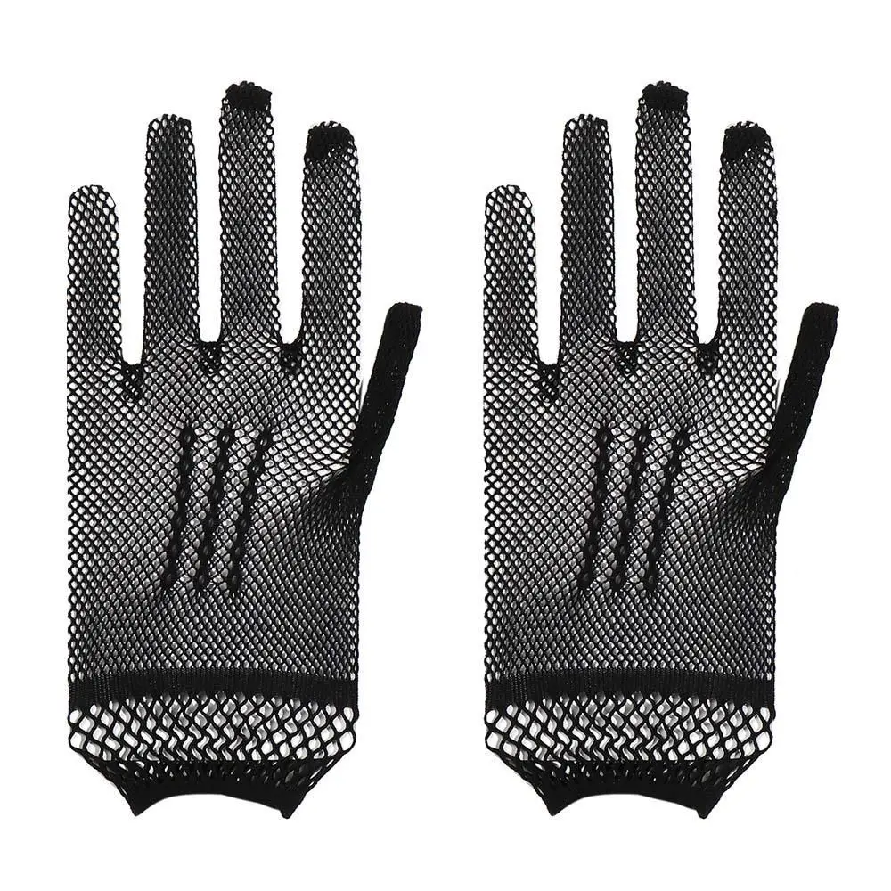 Women Mesh Fishnet Gloves UV-proof Driving Gloves Nylon Mesh Solid Thin Gloves Mitten Ladies Evening Party Accessory