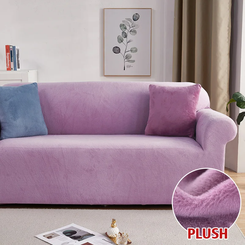 Plush Fabric Sofa Covers for Living Room 1/2/3/4 Seats Elastic Stretch Couch Cover L Shaped Sofa Slipcover Furniture Protector