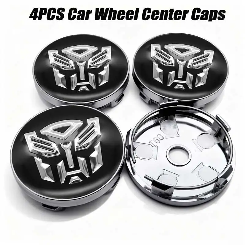 4pcs 56mm 60mm Autobot Emblem Car Wheel Center Cover Sticker Universal Rim Hub Caps For AUDI HONDA NISSAN KIA VW